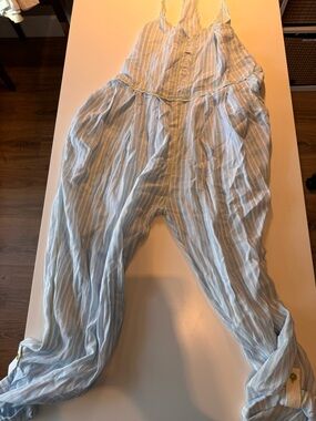 Light Blue Striped LIGHTWEIGHT Jumpsuit -